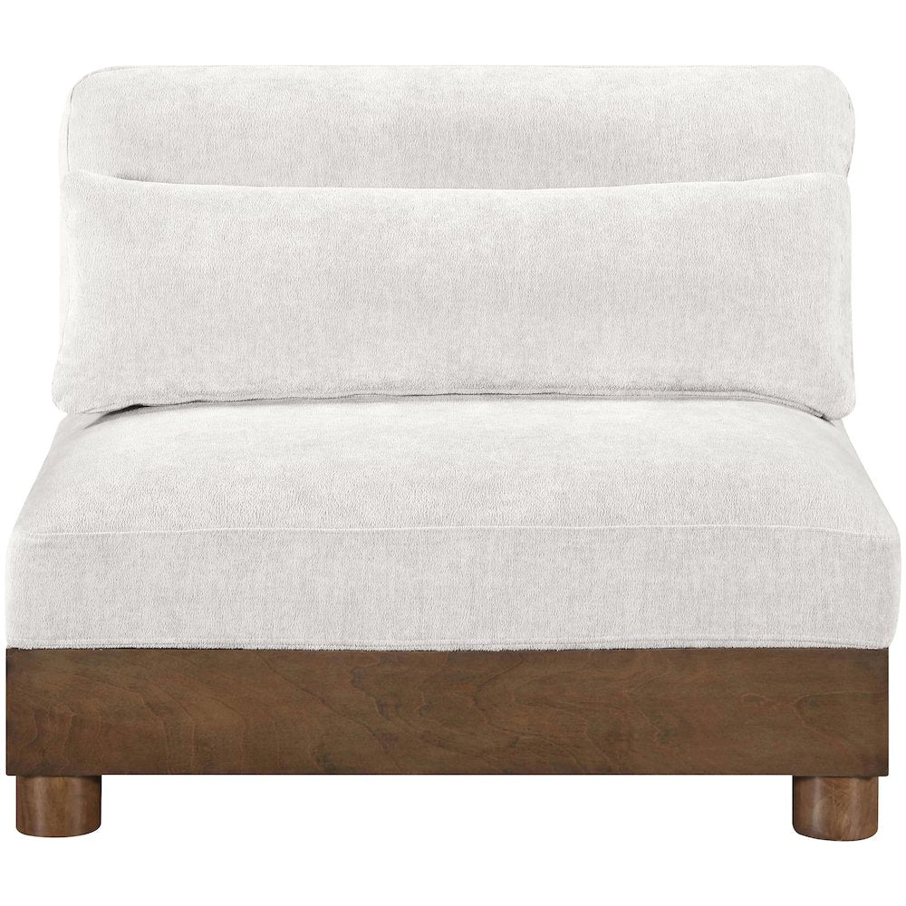Turin Cream Chenille Fabric Upholstered Modular Armless Chair