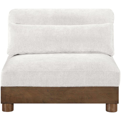 Turin Cream Chenille Fabric Upholstered Modular Armless Chair