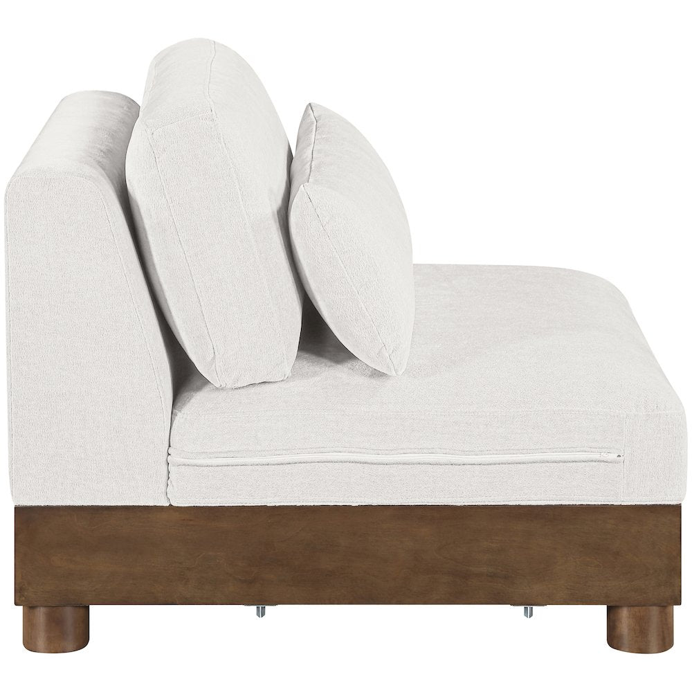 Turin Cream Chenille Fabric Upholstered Modular Armless Chair