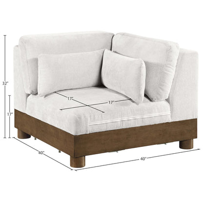 Turin Cream Chenille Fabric Upholstered Modular Corner Chair