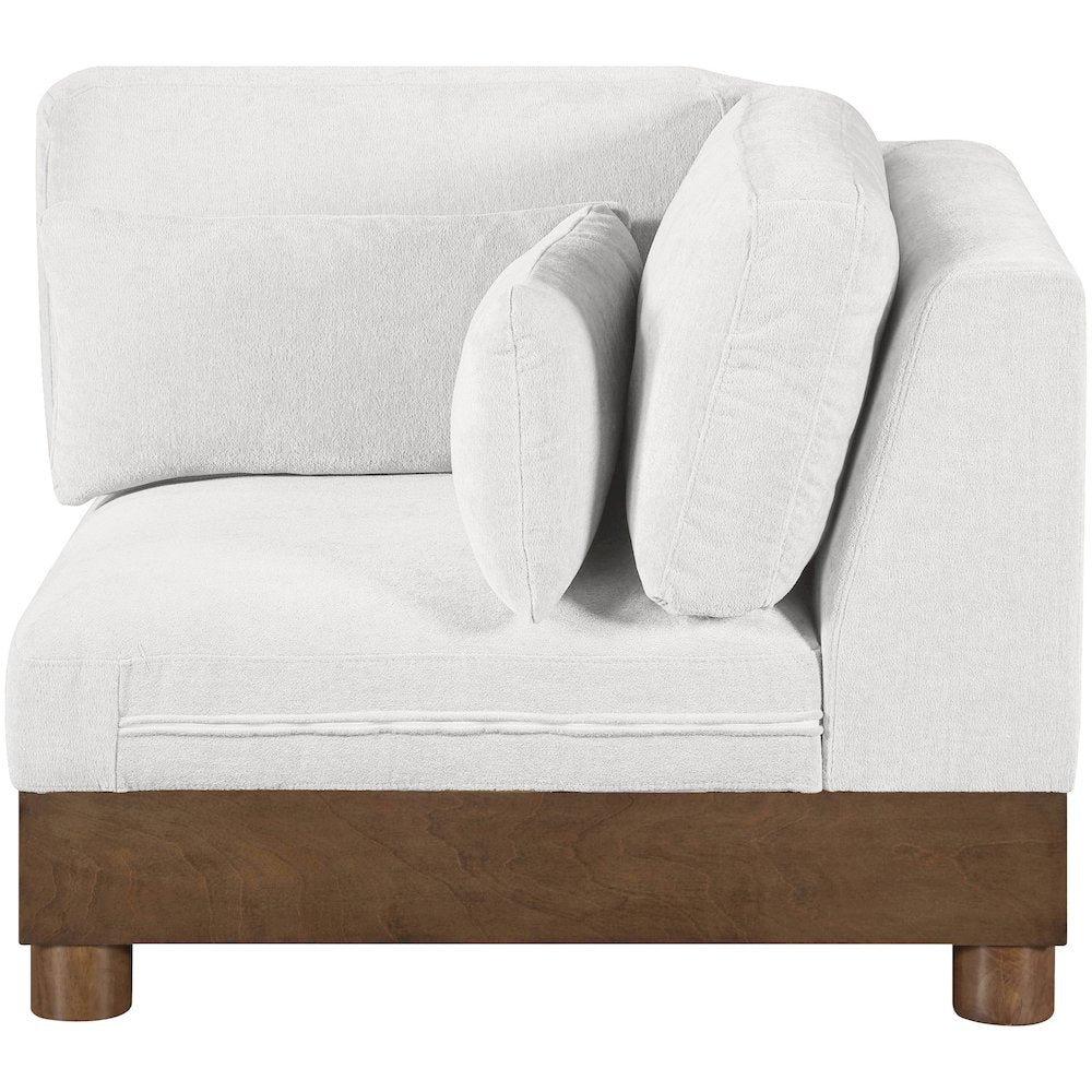 Turin Cream Chenille Fabric Upholstered Modular Corner Chair