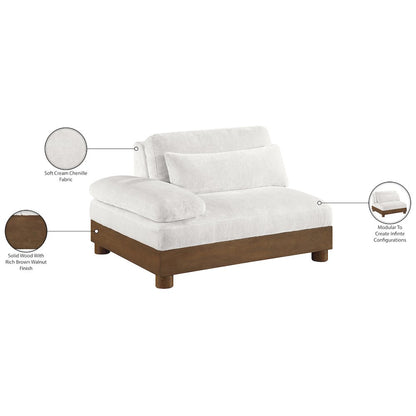 Turin Cream Chenille Fabric Upholstered Modular Left Arm Chair
