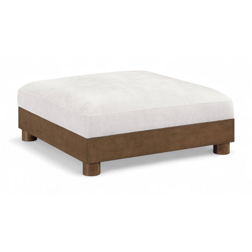 Turin Cream Chenille Fabric Upholstered Modular Ottoman