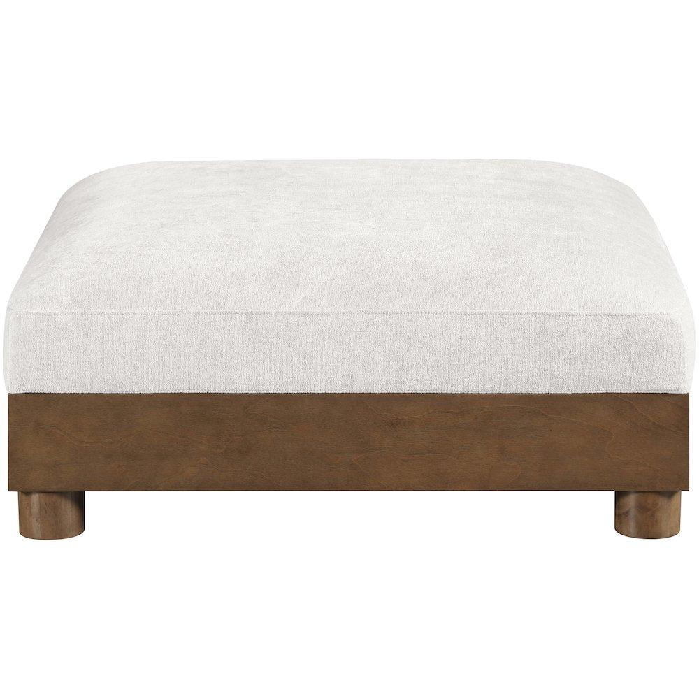 Turin Cream Chenille Fabric Upholstered Modular Ottoman