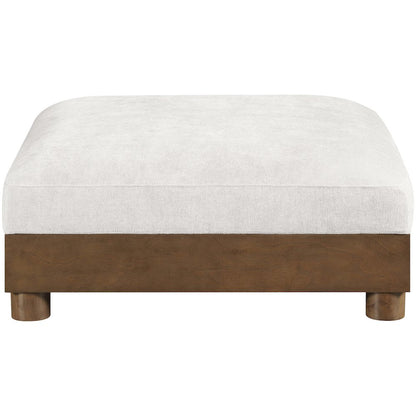 Turin Cream Chenille Fabric Upholstered Modular Ottoman