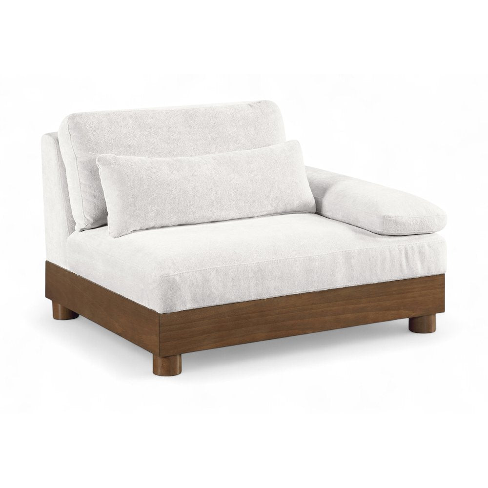 Turin Cream Chenille Fabric Upholstered Modular Right Arm Chair