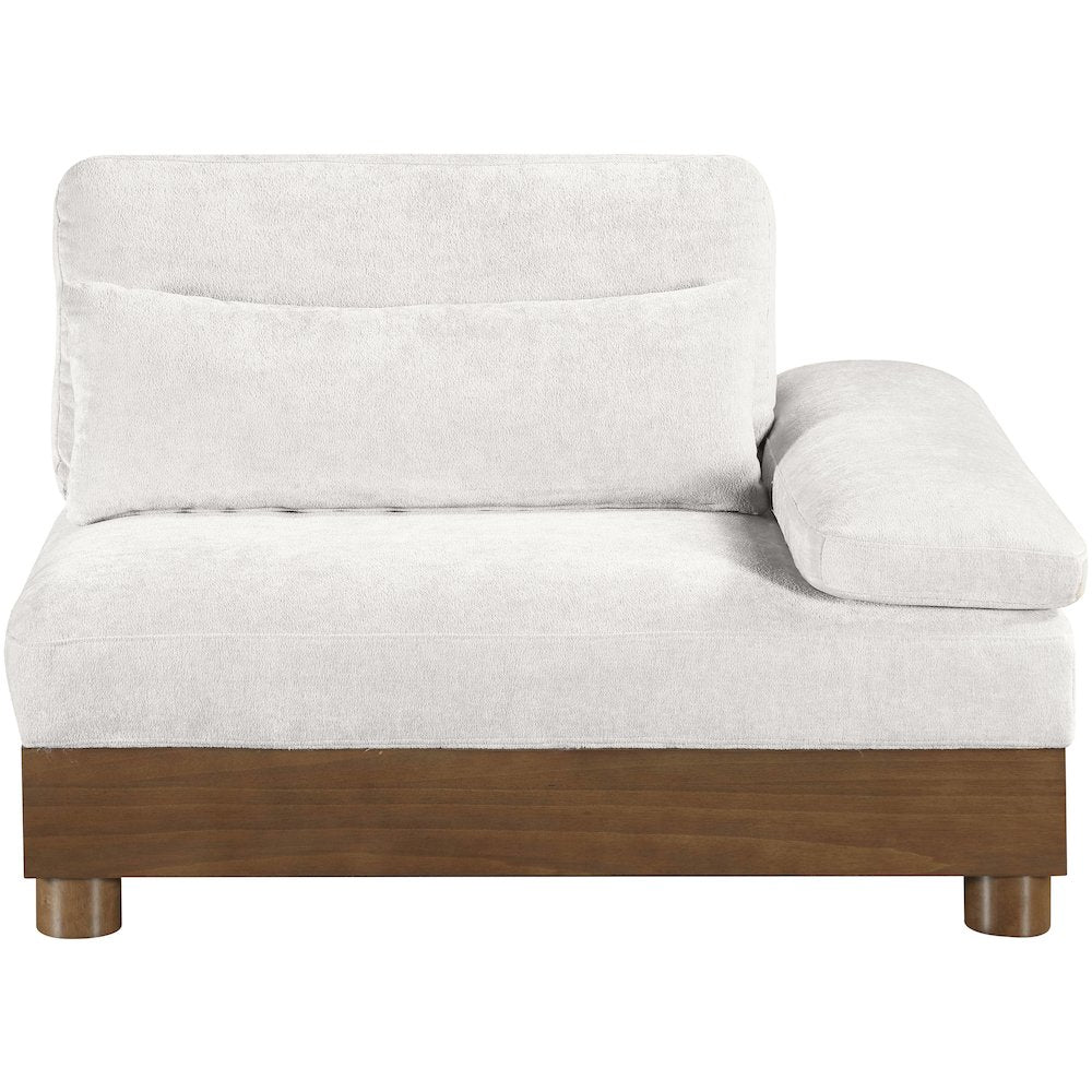Turin Cream Chenille Fabric Upholstered Modular Right Arm Chair