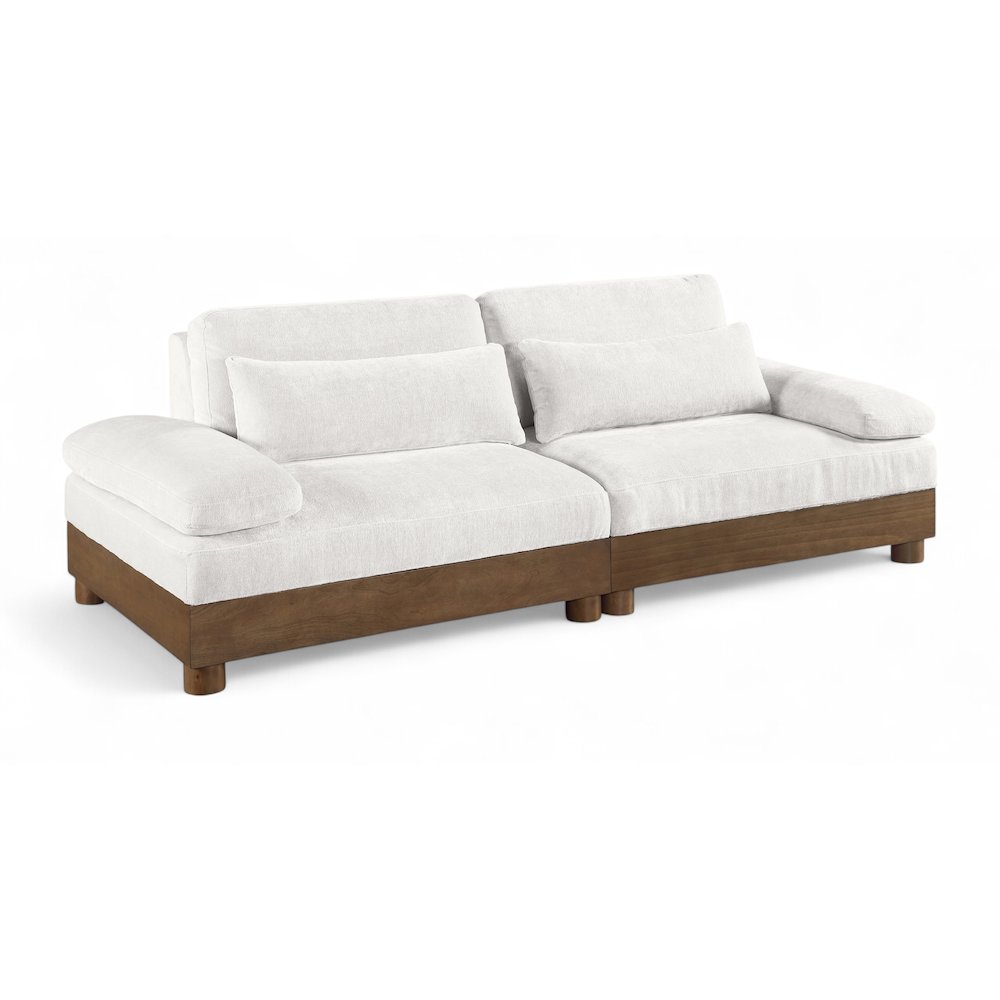 Turin 95.5" Cream Chenille Fabric Upholstered 2pc. Modular Loveseat