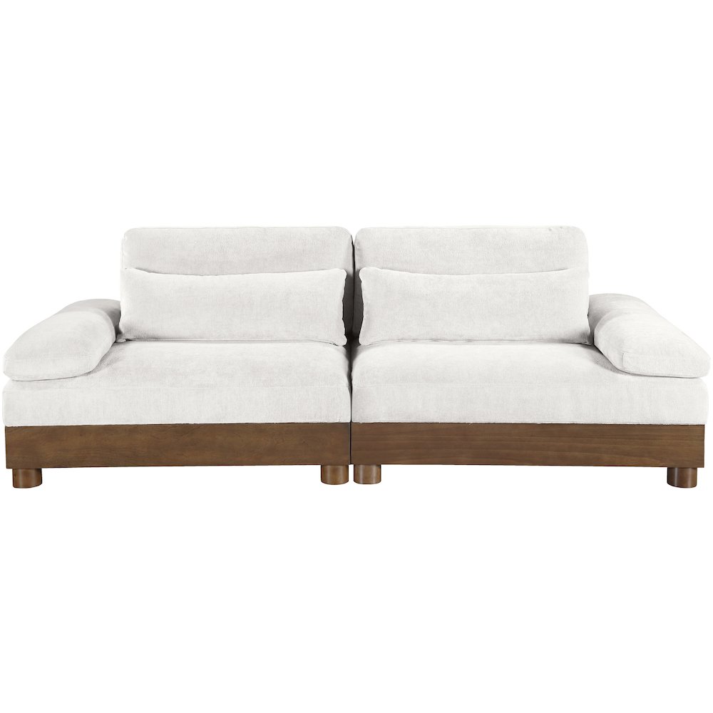 Turin 95.5" Cream Chenille Fabric Upholstered 2pc. Modular Loveseat
