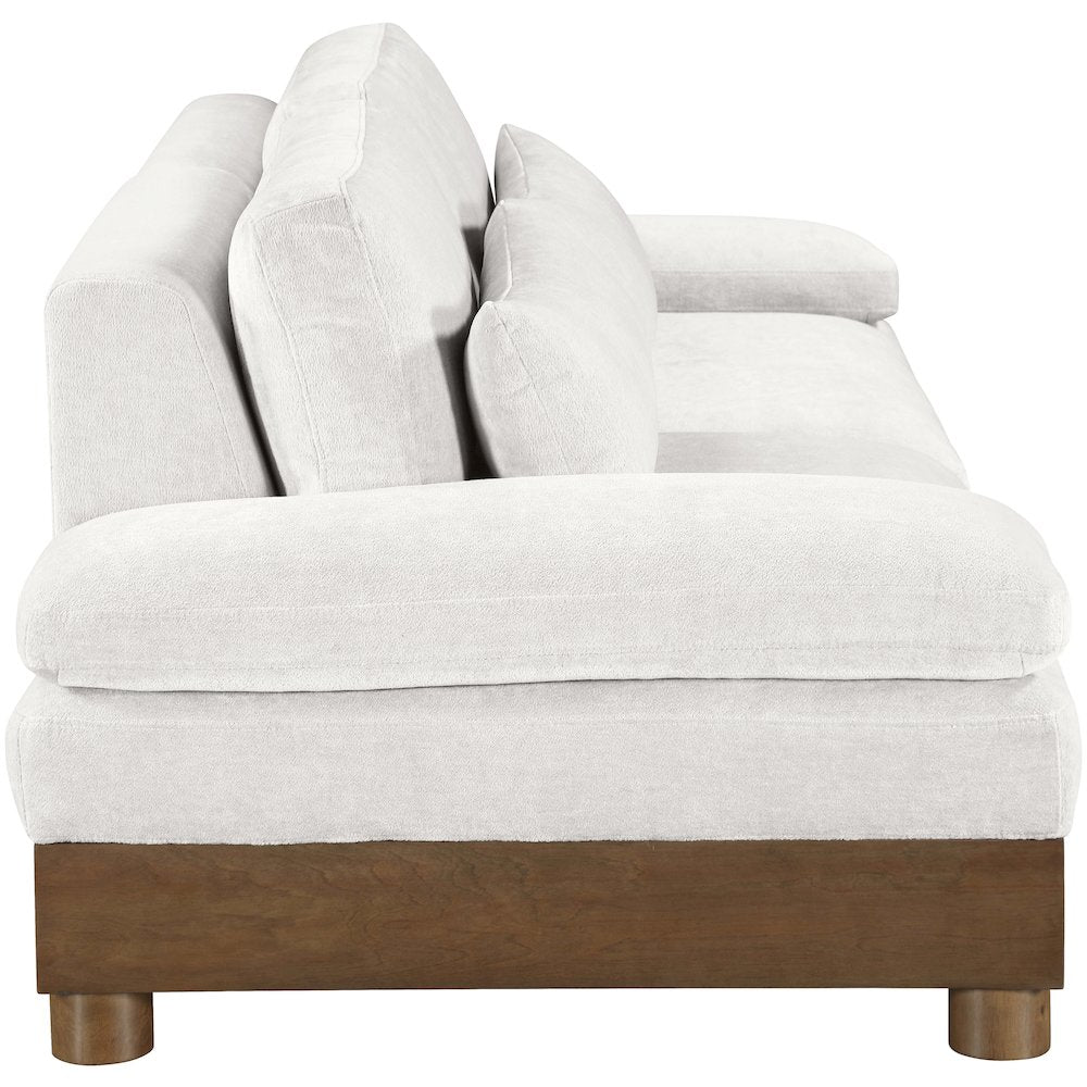 Turin 95.5" Cream Chenille Fabric Upholstered 2pc. Modular Loveseat