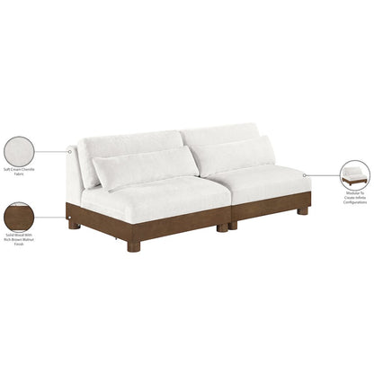Turin 80" Cream Chenille Fabric Upholstered 2pc. Modular Loveseat