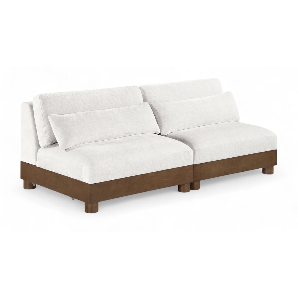 Turin 80" Cream Chenille Fabric Upholstered 2pc. Modular Loveseat