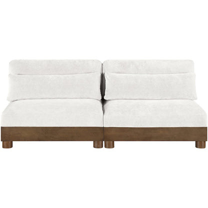 Turin 80" Cream Chenille Fabric Upholstered 2pc. Modular Loveseat