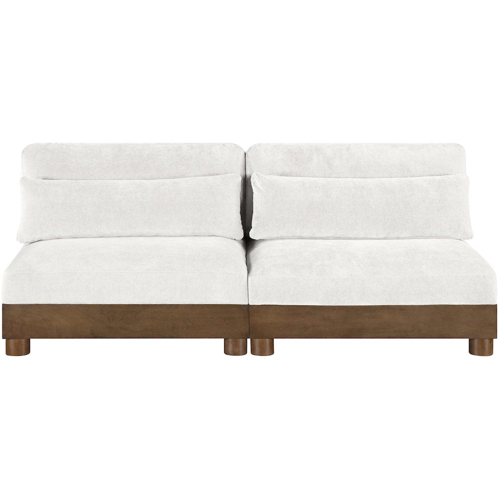 Turin 80" Cream Chenille Fabric Upholstered 2pc. Modular Loveseat
