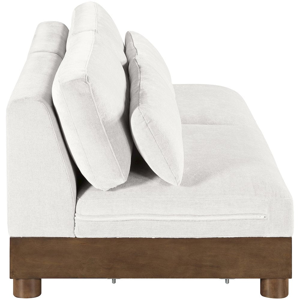 Turin 80" Cream Chenille Fabric Upholstered 2pc. Modular Loveseat
