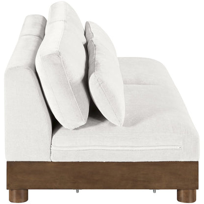Turin 80" Cream Chenille Fabric Upholstered 2pc. Modular Loveseat