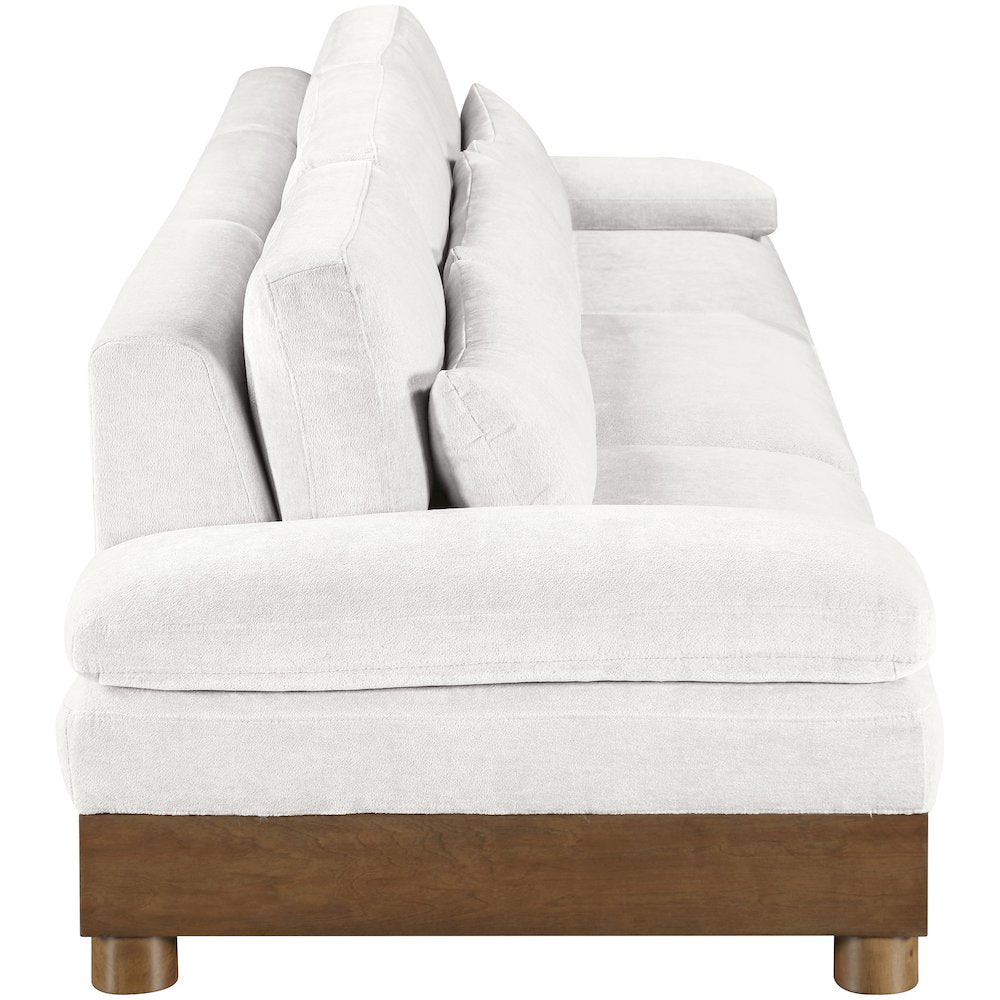 Turin 135.5" Cream Chenille Fabric Upholstered 3pc. Modular Sofa