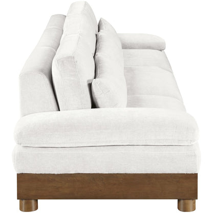 Turin 135.5" Cream Chenille Fabric Upholstered 3pc. Modular Sofa