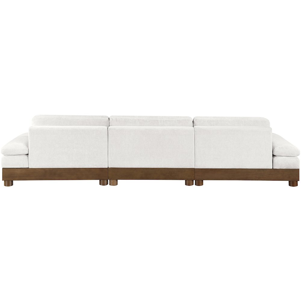 Turin 135.5" Cream Chenille Fabric Upholstered 3pc. Modular Sofa