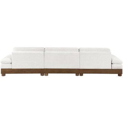Turin 135.5" Cream Chenille Fabric Upholstered 3pc. Modular Sofa