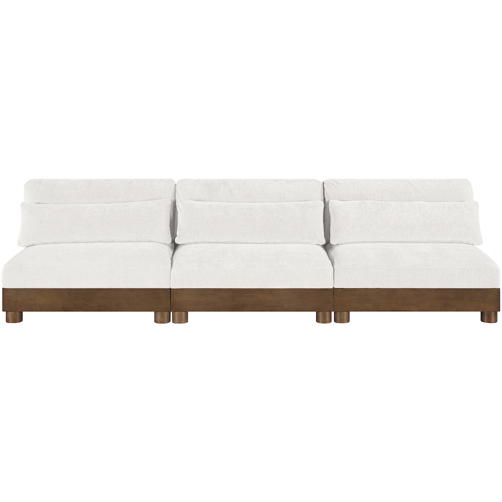 Turin 120" Cream Chenille Fabric Upholstered 3pc. Modular Sofa