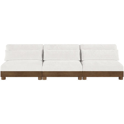 Turin 120" Cream Chenille Fabric Upholstered 3pc. Modular Sofa