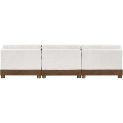 Turin 120" Cream Chenille Fabric Upholstered 3pc. Modular Sofa