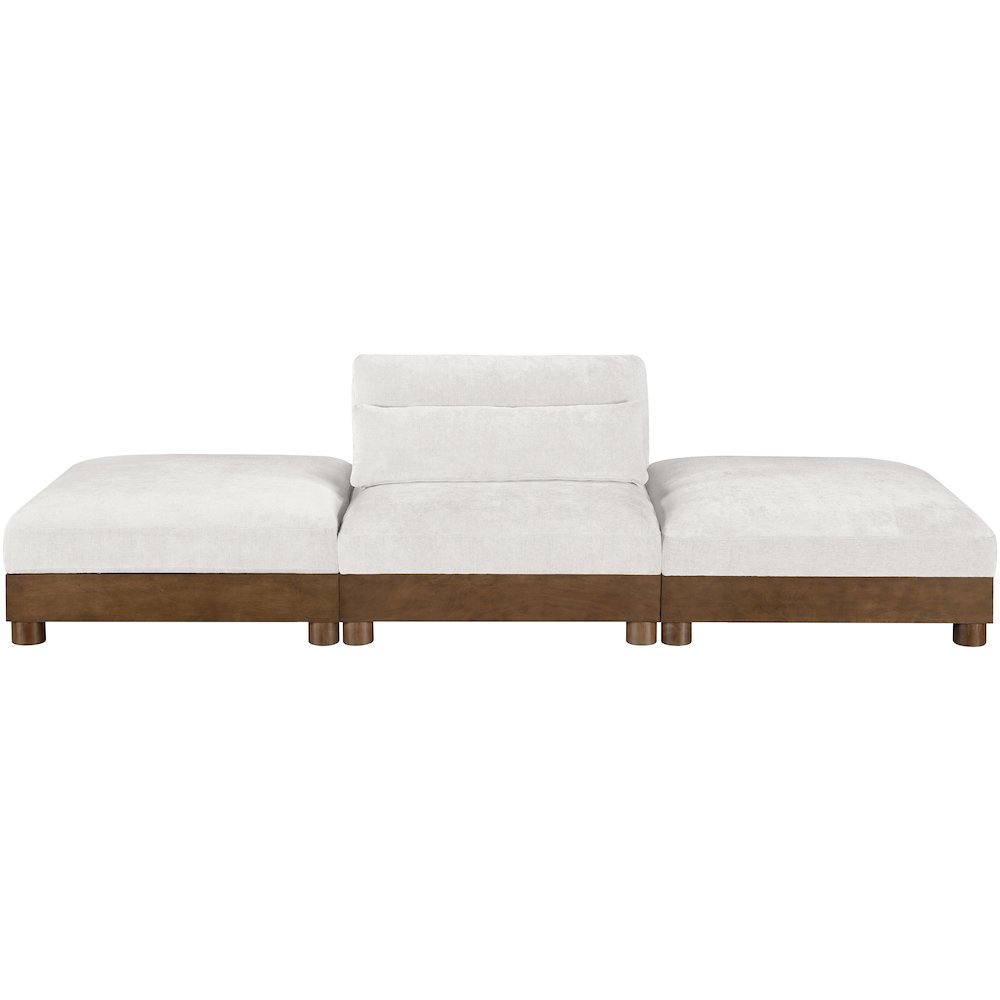 Turin 120" Cream Chenille Fabric Upholstered 3pc. Modular Sofa