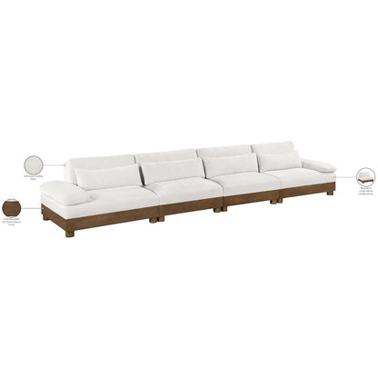 Turin 175.5" Cream Chenille Fabric Upholstered 4pc. Modular Sofa