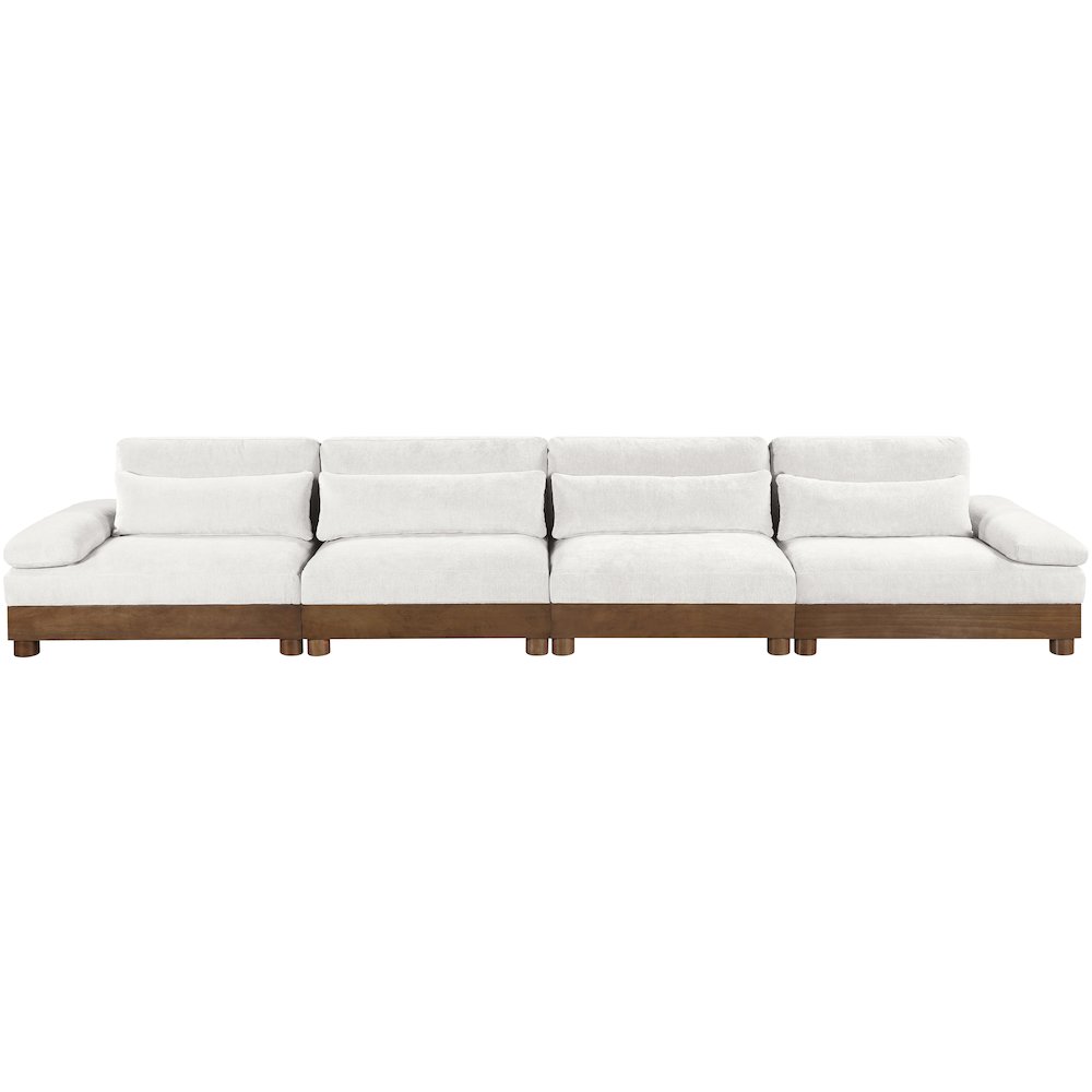 Turin 175.5" Cream Chenille Fabric Upholstered 4pc. Modular Sofa