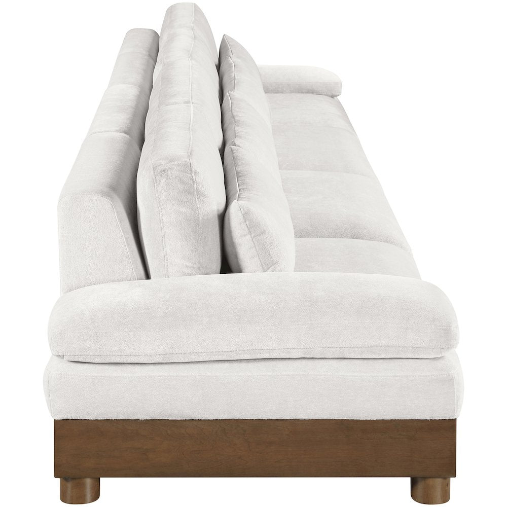 Turin 175.5" Cream Chenille Fabric Upholstered 4pc. Modular Sofa