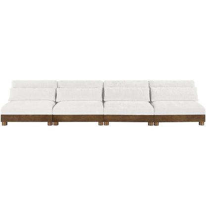Turin 160" Cream Chenille Fabric Upholstered 4pc. Modular Sofa