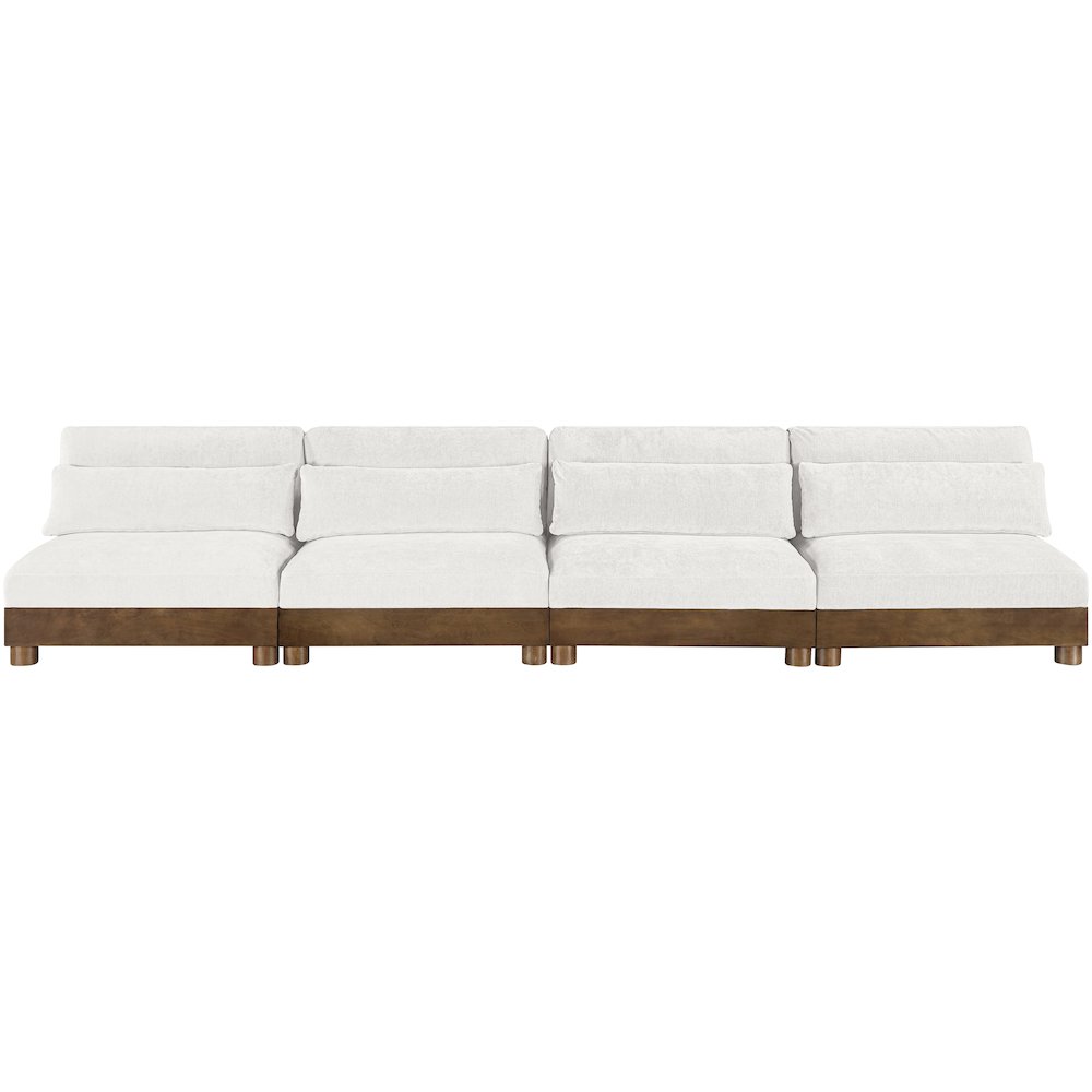Turin 160" Cream Chenille Fabric Upholstered 4pc. Modular Sofa