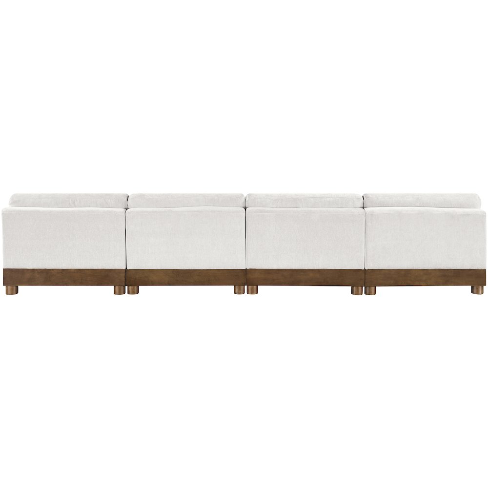 Turin 160" Cream Chenille Fabric Upholstered 4pc. Modular Sofa