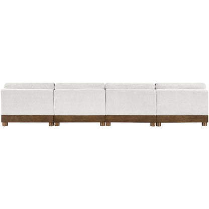 Turin 160" Cream Chenille Fabric Upholstered 4pc. Modular Sofa