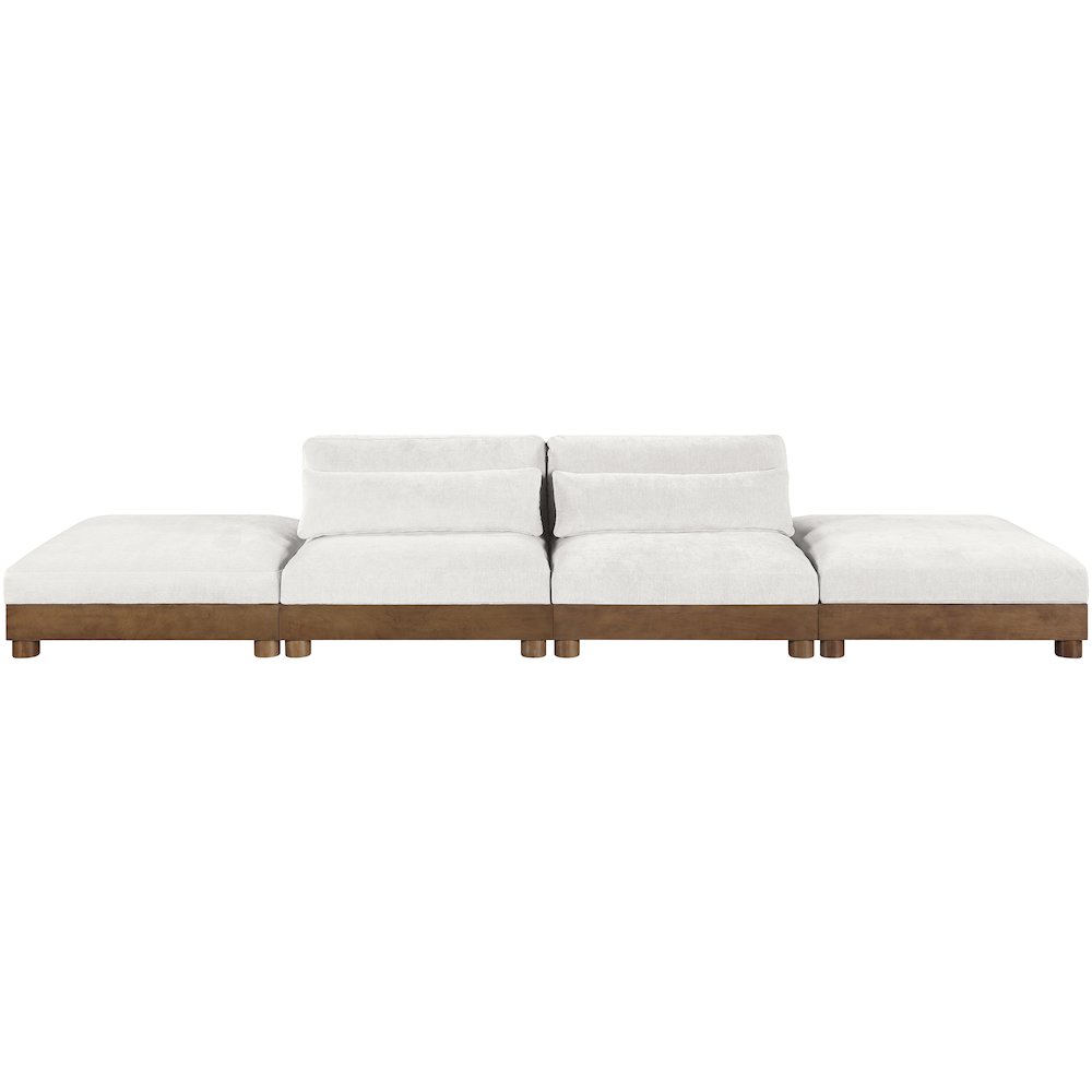 Turin 160" Cream Chenille Fabric Upholstered 4pc. Modular Sofa