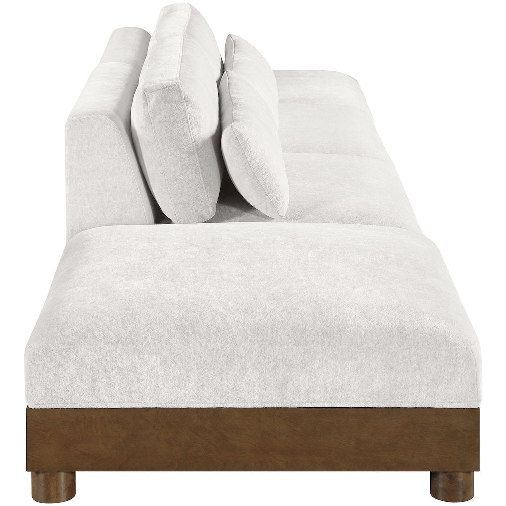 Turin 160" Cream Chenille Fabric Upholstered 4pc. Modular Sofa