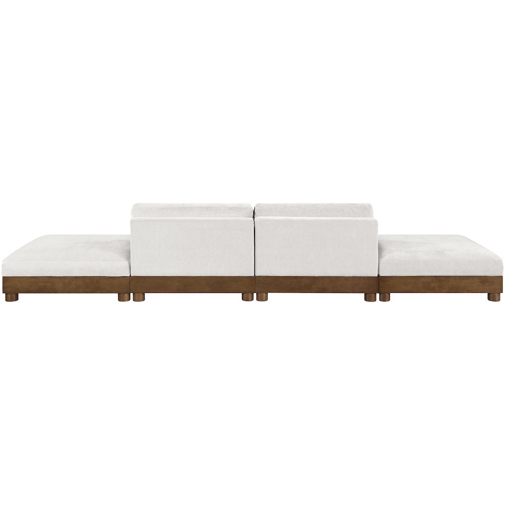 Turin 160" Cream Chenille Fabric Upholstered 4pc. Modular Sofa