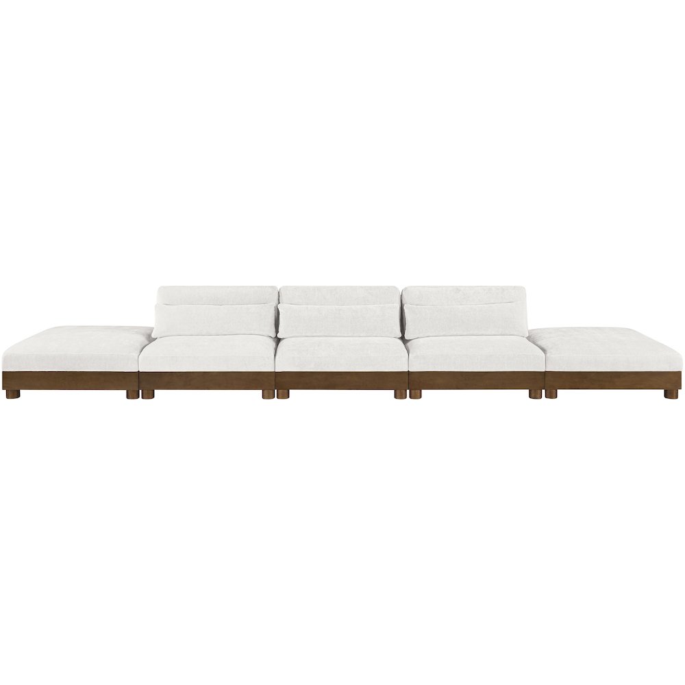 Turin 200" Cream Chenille Fabric Upholstered 5pc. Modular Sofa