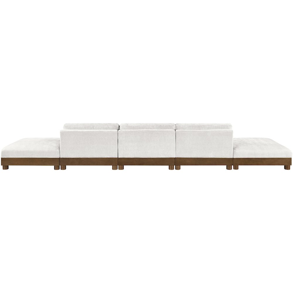 Turin 200" Cream Chenille Fabric Upholstered 5pc. Modular Sofa