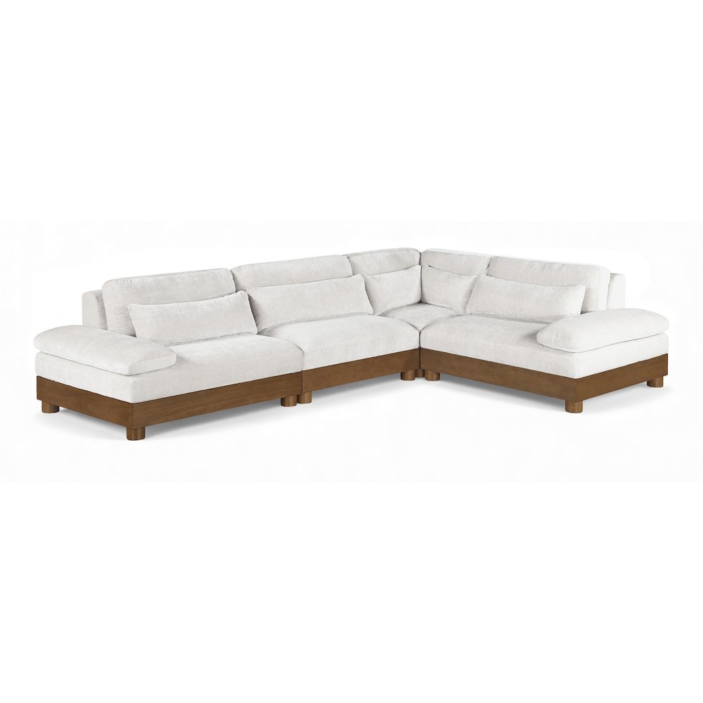 Turin 127.75" Cream Chenille Fabric Upholstered 4pc. Modular Sectional
