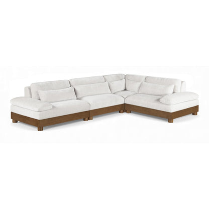Turin 127.75" Cream Chenille Fabric Upholstered 4pc. Modular Sectional