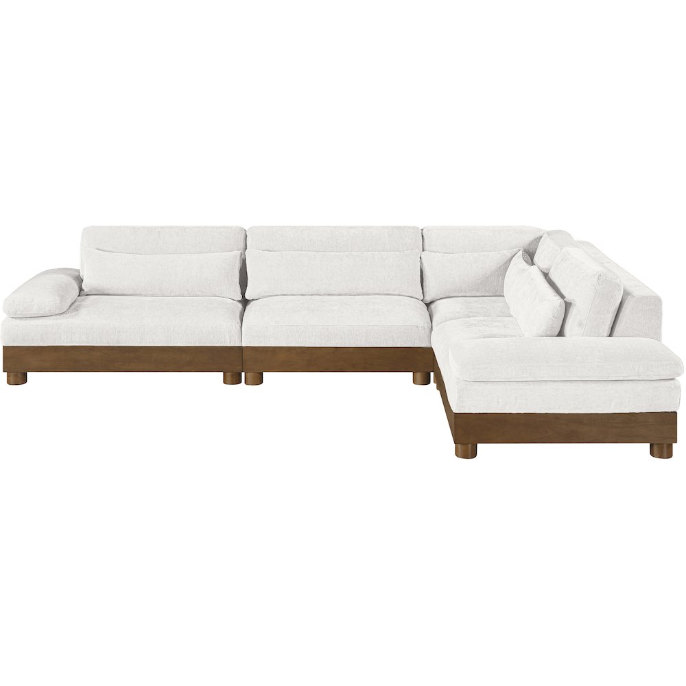 Turin 127.75" Cream Chenille Fabric Upholstered 4pc. Modular Sectional