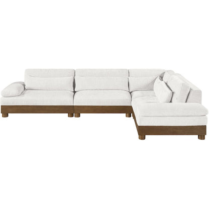 Turin 127.75" Cream Chenille Fabric Upholstered 4pc. Modular Sectional