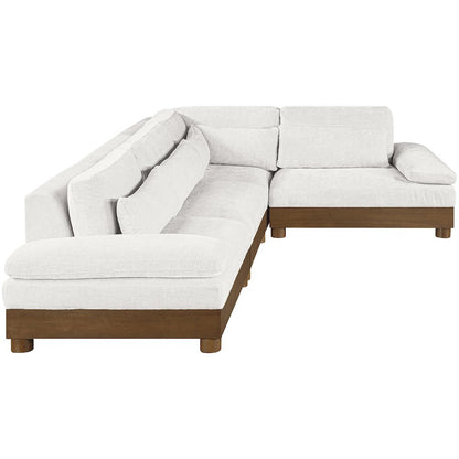 Turin 127.75" Cream Chenille Fabric Upholstered 4pc. Modular Sectional