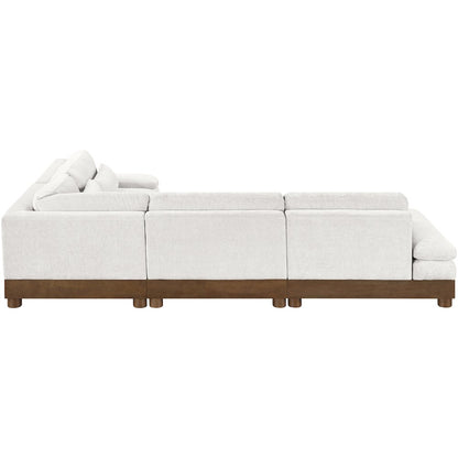 Turin 127.75" Cream Chenille Fabric Upholstered 4pc. Modular Sectional
