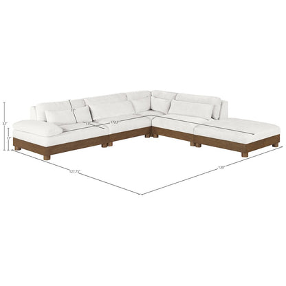Turin 120" Cream Chenille Fabric Upholstered 5pc. Modular Sectional