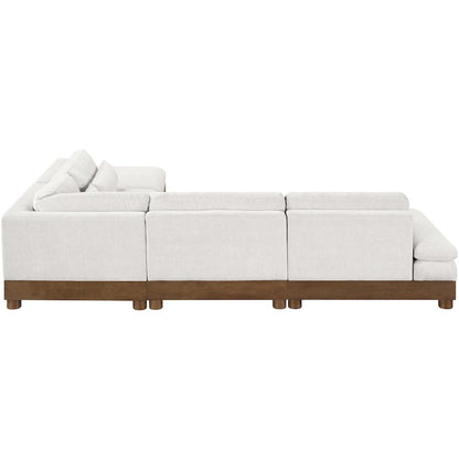 Turin 120" Cream Chenille Fabric Upholstered 5pc. Modular Sectional