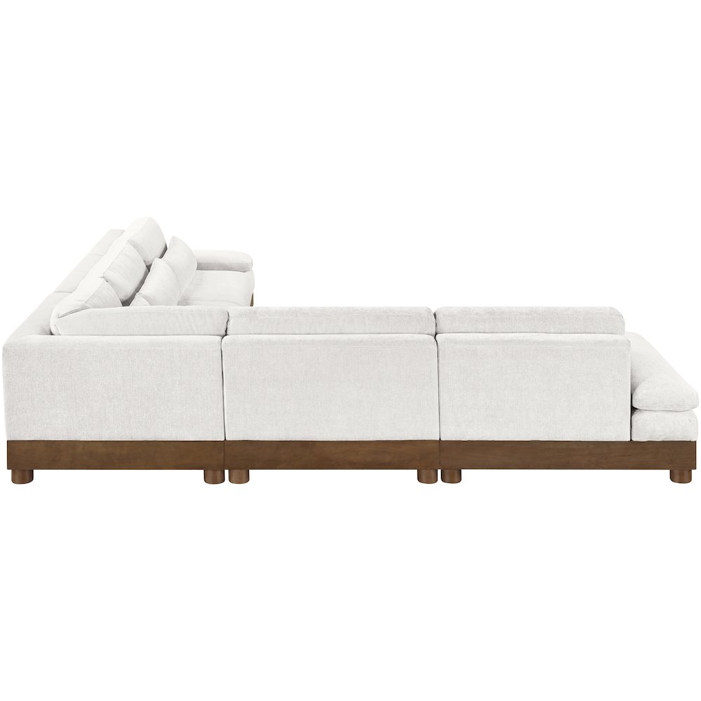 Turin 127.75" Cream Chenille Fabric Upholstered 5pc. Modular Sectional