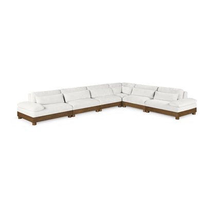 Turin 167.75" Cream Chenille Fabric Upholstered 6pc. Modular Sectional